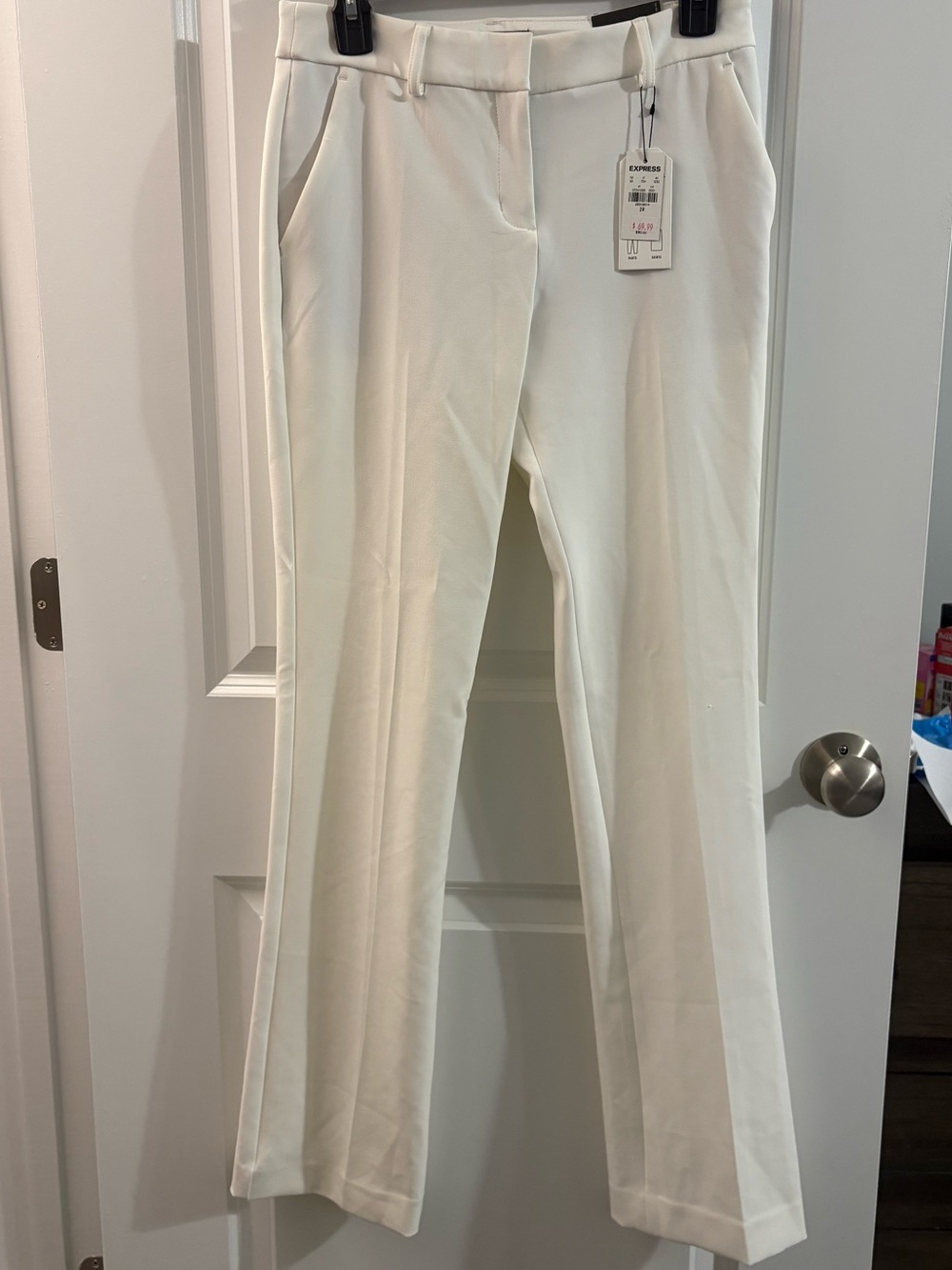 Express Cream Tailored Dress Pants - Straight Leg